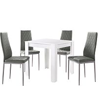 Set bieleho jedálenský stola a 4 sivých jedálenských stoličiek Støraa Lori and Barak, 80 x 80 cm