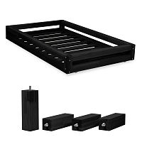 Set čiernej zásuvky pod posteľ a 4 predĺžených nôh Benlemi, pre posteľ 80 x 180 cm