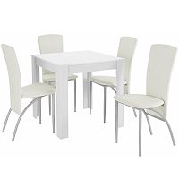 Set jedálenského stola a 4 bielych jedálenských stoličiek Støraa Lori Nevada Duro Puro White