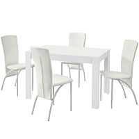 Set jedálenského stola a 4 bielych jedálenských stoličiek Støraa Lori Nevada Puro White