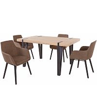 Set jedálenského stola a 4 hnedých jedálenských stoličiek Støraa Shelia Buckley