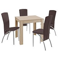Set jedálenského stola a 4 tmavohnedých jedálenských stoličiek Støraa Lori Nevada Duro Oak Brown
