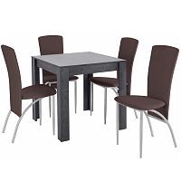 Set jedálenského stola a 4 tmavohnedých jedálenských stoličiek Støraa Lori Nevada Duro Slate Brown