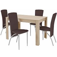 Set jedálenského stola a 4 tmavohnedých jedálenských stoličiek Støraa Lori Nevada Oak Brown