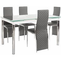 Set jedálenského stola a 4 tmavosivých jedálenských stoličiek Støraa Pippa William White Grey