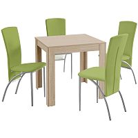 Set jedálenského stola a 4 zelených jedálenských stoličiek Støraa Lori Nevada Duro Oak Green