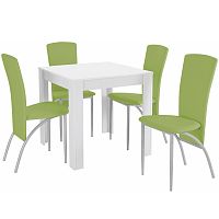 Set jedálenského stola a 4 zelených jedálenských stoličiek Støraa Lori Nevada Duro White Green