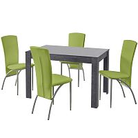 Set jedálenského stola a 4 zelených jedálenských stoličiek Støraa Lori Nevada Slate Green
