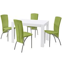 Set jedálenského stola a 4 zelených jedálenských stoličiek Støraa Lori Nevada White Green