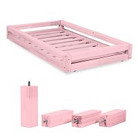 Set ružovej zásuvky pod posteľ a 4 predĺžených nôh Benlemi, pre posteľ 90 x 160 cm