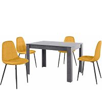 Set sivého jedálenského stola a 4 oranžových jedálenských stoličiek Støraa Lori Lamar