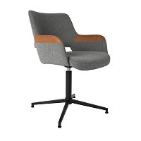 Sivá kancelárska  stolička s hnedým detailom Zuiver Syl