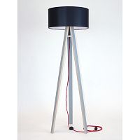 Sivá stojacia lampa s čiernym tienidlom a červeným káblom Ragaba Wanda