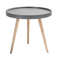 Sivý konferenčný stolík s nohami z bukového dreva Furnhouse Opus, Ø 50 cm