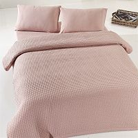 Staroružový ľahký bavlnený pléd cez posteľ Dusty Rose Pique, 200 × 240 cm
