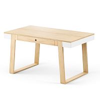 Stôl z dubového dreva s bielymi detailmi Absynth Magh, 140 x 80 cm