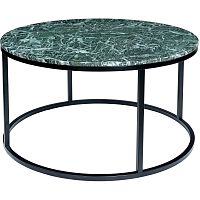Tmavo zelený mramorový konferenčný stolík s čiernou podnožou RGE Accent, ⌀ 85 cm