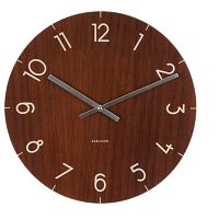 Tmavohnedé hodiny Karlsson Glass Wood, ⌀ 17 cm