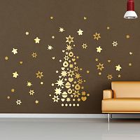Vianočné samolepky Fanastick Golden Christmas Tree And Stars