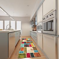 Vysokoodolný kuchynský koberec Webtappeti Patchwork, 60 x 140 cm