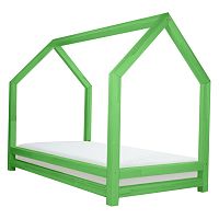 Zelená jednolôžková posteľ z borovicového dreva Benlemi Funny, 90 × 180 cm