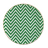 Zeleno-biely porcelánový tanier Vivas Zig Zag, Ø 23 cm
