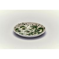 Zeleno-biely smaltovaný tanier Kapka Floral Madness, Ø 19 cm