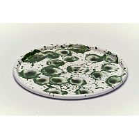 Zeleno-biely smaltovaný tanier Kapka Floral Madness, Ø 28 cm