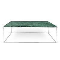Zelený mramorový konferenčný stolík s chrómovými nohami TemaHome Gleam, 120 cm