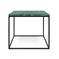 Zelený mramorový konferenčný stolík s čiernymi nohami TemaHome Gleam, 50 cm
