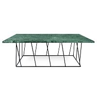 Zelený mramorový konferenčný stolík s čiernymi nohami TemaHome Helix, 120 cm