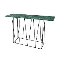 Zelený mramorový konzolový stolík s čiernymi nohami TemaHome Helix