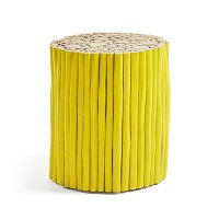 Žltý taburet z teakového dreva La Forma Filippo