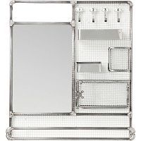 Zrkadlo s poličkami v striebornej farbe Kare Design Mirror Buster Organizer, 71 x 80 cm
