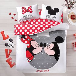 Bavlnené obliečky s plachtou na dvojlôžko TAC Mickey&Minnie, 200x220 cm