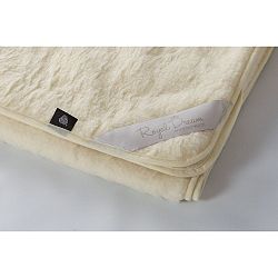 Béžová deka z merino vlny Royal Dream, 140 × 200 cm