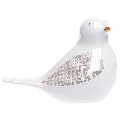 Biela keramická dekoratívna soška Ewax Birdy, výška 12 cm