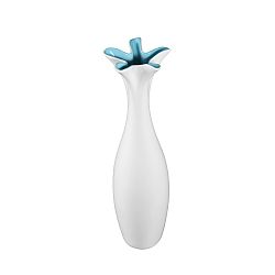 Biela keramická váza s modrým detailom Mauro Ferretti Mica, výška 44,5 cm