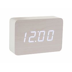 Biely budík s bielym LED displejom Gingko Brick Click Clock