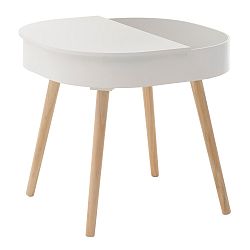 Biely drevený konferenčný stolík s úložným priestorom InArt