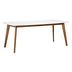 Biely jedálenský stôl s drevenými nohami Folke Griffin, dĺžka 190 cm