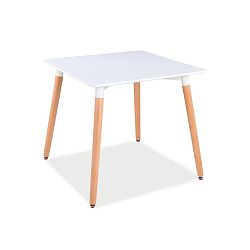 Biely jedálenský stôl s nohami z kaučukového dreva Signal Nolan, 80 × 80 cm