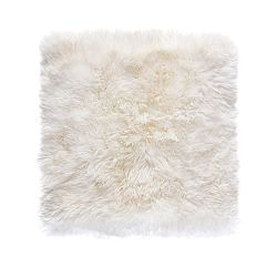 Biely koberec z ovčej kožušiny Royal Dream Zealand, 70 x 70 cm