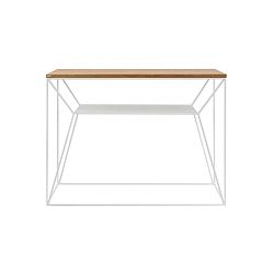 Biely konzolový stolík s doskou z dubového dreva Take Me HOME Maximo, 100 × 30 cm