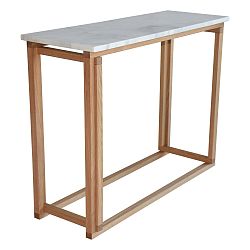 Biely mramorový konferenčný konferenčný stolík s podnožou z dubového dreva RGE Accent, šírka 100 cm