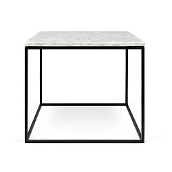 Biely mramorový konferenčný stolík s čiernymi nohami TemaHome Gleam, 50 cm