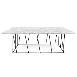 Biely mramorový konferenčný stolík s čiernymi nohami TemaHome Helix, 120 cm