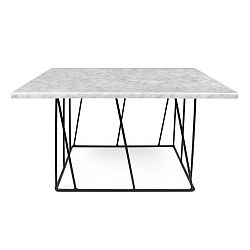 Biely mramorový konferenčný stolík s čiernymi nohami TemaHome Helix, 75 cm