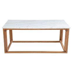 Biely mramorový konferenčný stolík s podnožou z dubového dreva RGE Accent, šírka 110 cm
