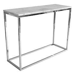 Biely mramorový konzolový stolík s chrómovanou podnožou RGE Accent, šírka 100 cm